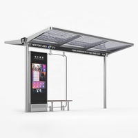 Abri d'arrêt de bus intelligent avec point d'accès Wi-Fi, recharge solaire, usine OEM et publicité numérique sur boîte lumineuse