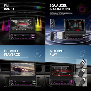 Lecteur MP5 pour voiture Podofo 1 Din, écran tactile IPS rétractable de 7 pouces, USB/Type-C/BT/SWC, autoradio multimédia, livraison rapide et garantie - Product Image 3
