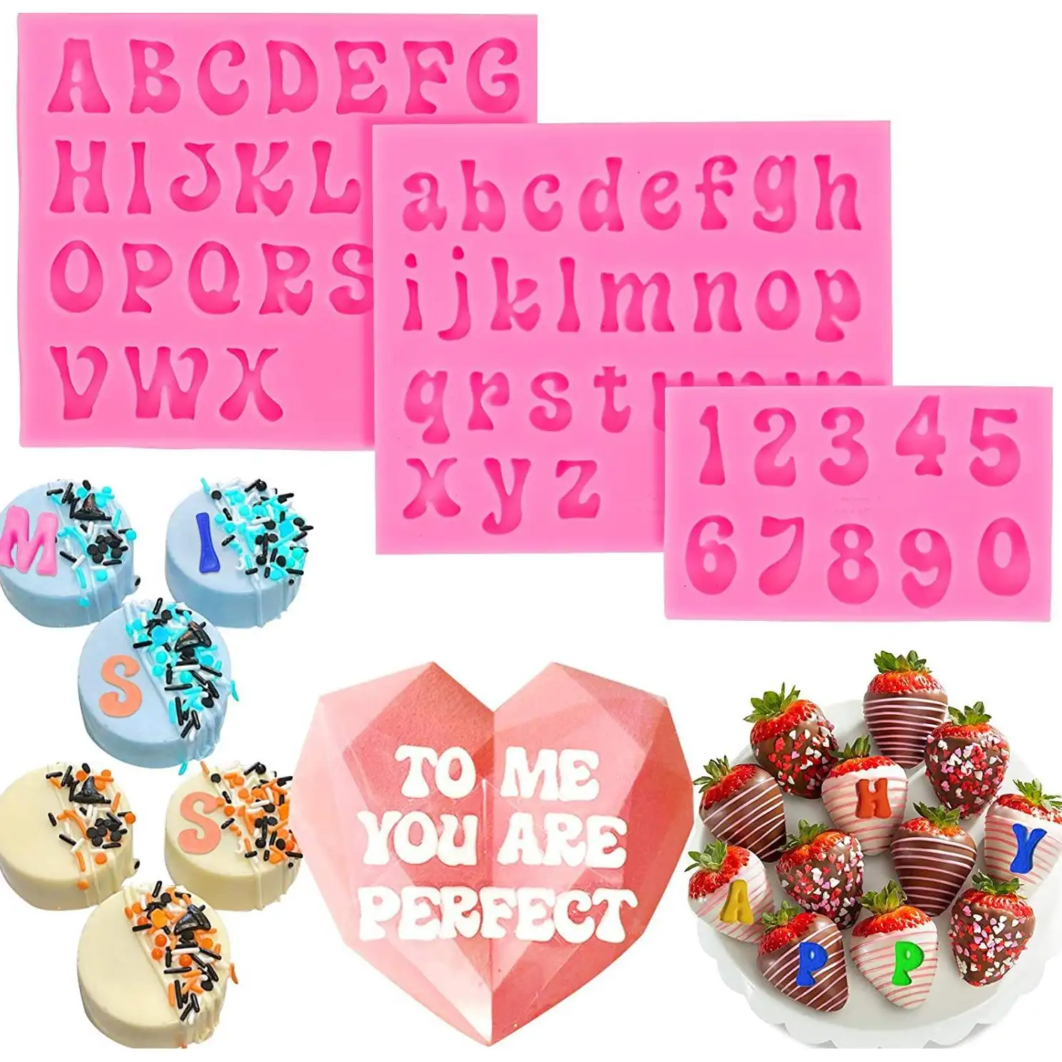 3 adet/takım harf numarası silikon kalıp alfabe ve fondan kek dekorasyon araçları çikolata
