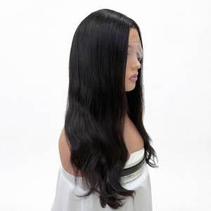 Cheveux humains longs noirs naturels ondulés, dentelle transparente HD, cheveux de bébé, sans colle, cheveux vierges européens, ligne de cheveux pré-épilée - Product Image 1