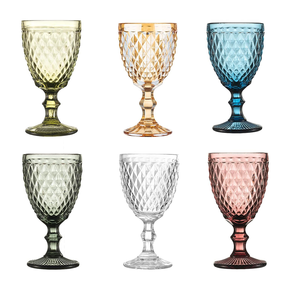 Copas de cristal Vintage con tallo de patrón en relieve personalizado más vendido de Color claro alto para Rusia Krusovice Bonnane Ararat - Product Image 6