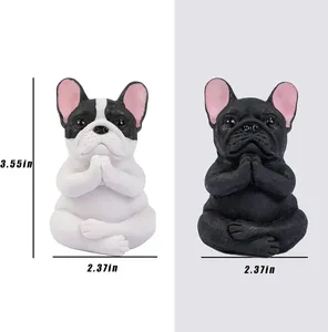 Adorno de Resina de Perro Zen Yoga, Encantadora Escultura de Poliresina de Pug, Estatua de Animal Meditando para Accesorios de <span class=keywords><strong>Coche</strong></span> y Decoración Interior - Product Image 6