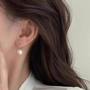 wholesale custom S925 <b>Silver</b> Hook Freshwater Pearl <b>Drop</b> <b>Earrings</b> Minimalist Single Pearl Dangle <b>Earrings</b> Jewelry for women - Product Image 1