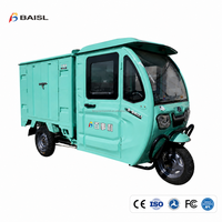 Tricycle électrique à 3 roues 1200W 72V avec caisse de chargement en acier robuste, porte verrouillable, cabine de style voiture, capacité de charge de 400 kg, vitesse de 30-50 km/h
