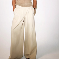 Pantalon de Costume Formel Plissé et Drapé en Coton Classique Vintage à Jambes Larges pour Femmes, Coupe Ample et Élégante, Personnalisable OEM