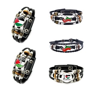 <span class=keywords><strong>Bracelet</strong></span> en <span class=keywords><strong>Cuir</strong></span> Véritable Unisexe « I Love Palestine » Free Palestinian Lives Matter pour Femme et <span class=keywords><strong>Homme</strong></span> - Product Image 1
