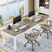 Bureau de travail à domicile pour 2 personnes, bureau d'ordinateur extra long de 78,7 pouces, double poste de travail pour bureau à domicile, bureau de travail pour deux personnes (chêne)