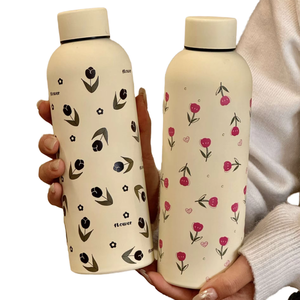 Mug isotherme en acier inoxydable 500 ml, design cerise et tulipe, mignon, à petite ouverture, sous vide, pour boissons chaudes et froides, idéal pour l'hiver - Product Image 2