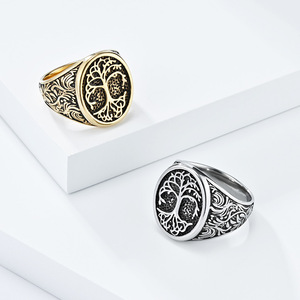 Bague en acier titane Arbre de Vie Celtique Nordique Vintage pour Homme, Bijou Artistique Polyvalent en Acier Inoxydable - Product Image 5