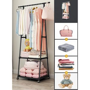 Perchero Triangular con Ruedas, Perchero Móvil de Múltiples Niveles, Tendedero, Soporte para Ropa, Zapatero - Product Image 2