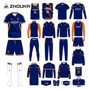 Özel Logo spor üniformaları erkekler tam setleri futbol kiti üniforma gömlek futbol forması süblimasyon ekibi futbol forması