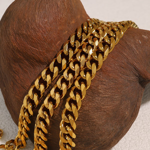 Bracelet chaîne cubaine en acier inoxydable plaqué or 18 carats pour femmes et hommes, chaîne <span class=keywords><strong>gourmette</strong></span> épaisse, vente en gros OEM - Product Image 4