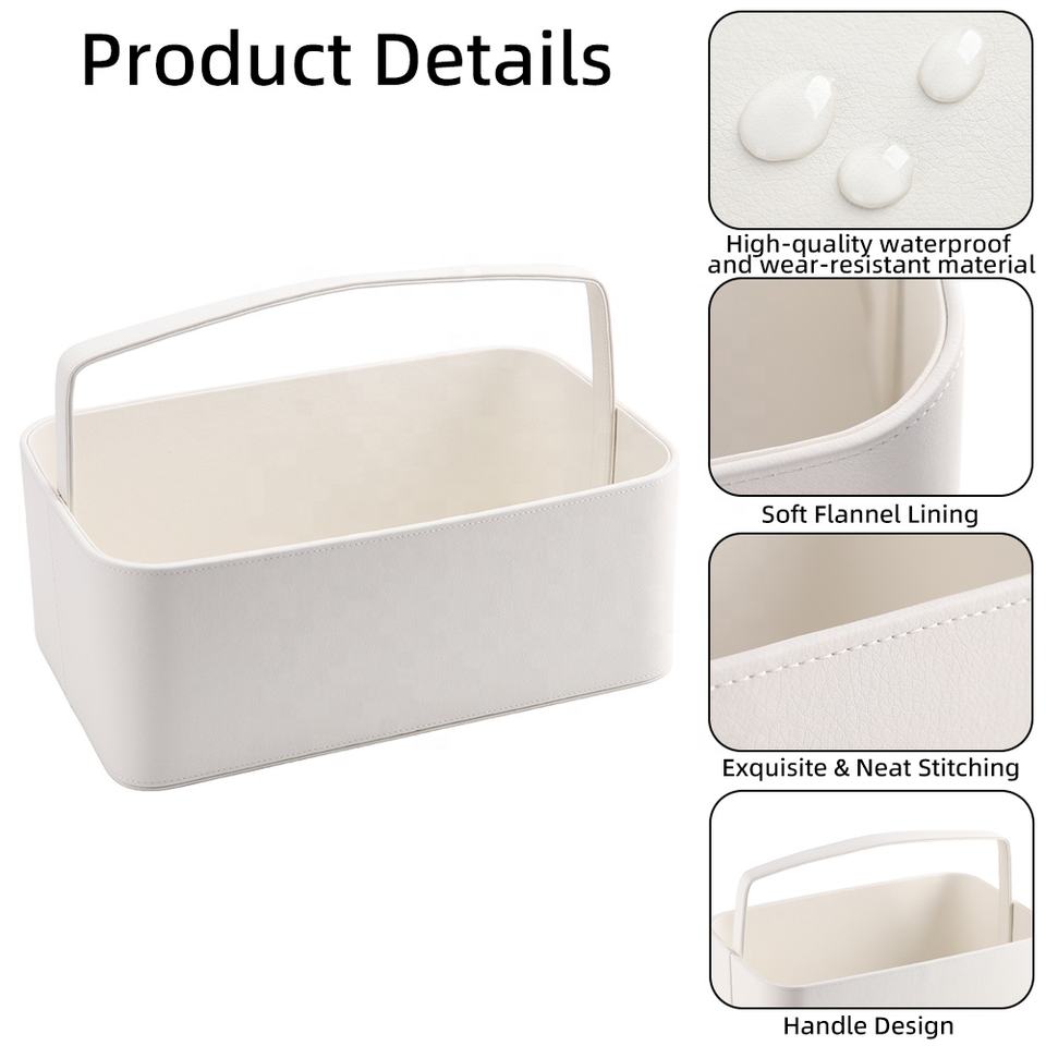 Luxury Custom Logo PU Leather Portable Storage Baskets Desk Organizer ...