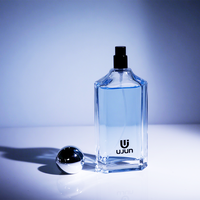 Chine usine directe 100ml bouteilles de parfum en forme de rectangle conception personnalisée bouteille en verre noir avec bouchon noir pompe pulvérisateur parfum
