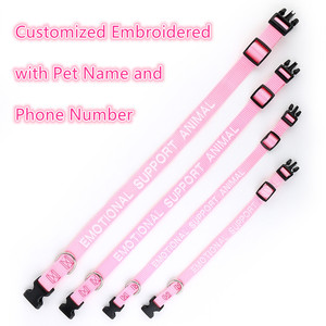 Customizable Nylon Pet <strong>Dog</strong> <strong>Collars</strong> with <strong>Embroidered</strong> <strong>Name</strong> and Phone Number Personalized Logo Slogan Service Leashes Included - Product Image 1