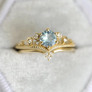 Anello di Fidanzamento T0909 con Corona in Oro Rosa, Topazio Taglio Brillante Rotondo, Incastonatura a Pavé, Gioielleria Raffinata da Donna - Product Image 6