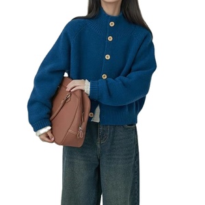Novo <span class=keywords><strong>Cardigan</strong></span> Feminino de Lã de <span class=keywords><strong>Alpaca</strong></span> Estilo Retrô Japonês e Coreano com Gola Alta - Product Image 1