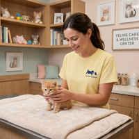 T-shirt personnalisé brodé pour hôpital vétérinaire avec logo silhouette chien et chat pour uniforme du personnel de clinique vétérinaire