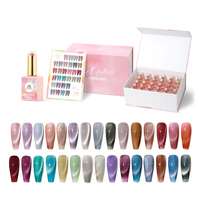 Kit de Vernis Gel Semi-Permanent Œil de Chat Magnétique en Cristal, Lot de 30 Couleurs, Vernis UV Gel pour Nail Art sous Marque Blanche
