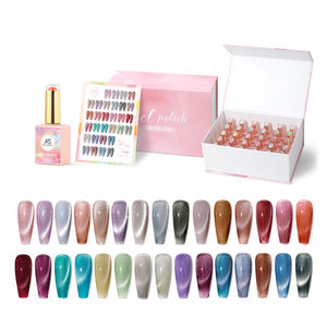 Set Kutek Gel Mata Kucing 30 Warna Private Label, Kristal Magnetik, Nail Art Polish UV Gel Vernis, Semi Permanen, Kit Pernis - Product Image 2