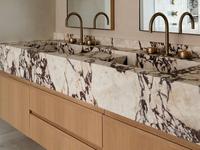 Comptoirs en marbre naturel Calacatta Viola SH STONE, dessus de table de toilette polis, vasque double en marbre pour salle de bain