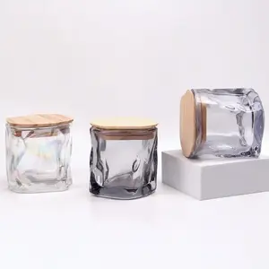 Großhandel individuelles mehrfarbiges neuestes luxuriöses mehrzweck-einzigartiger stil Glaskerzenglas mit Deckel
