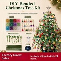 Kit DIY d'arbre de Noël en perles de verre artificielles, style moderne minimaliste avec lumières LED pour la décoration des fêtes