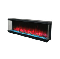 Cheminée électrique sur pied pour téléviseur de 40 pouces, chauffage encastrable haut de gamme, flamme hybride moderne à vue 3 côtés, décoration de salon