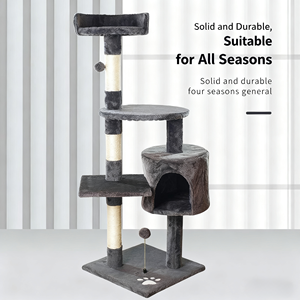 Arbre à <span class=keywords><strong>chat</strong></span> moderne en bois à cinq niveaux de luxe avec perchoirs en <span class=keywords><strong>peluche</strong></span>, colonnes à gratter en sisal, jouet grattoir pour <span class=keywords><strong>chat</strong></span> peu encombrant pour le Nouvel An - Product Image 3