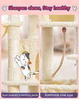 Arbre à chat moderne et écologique en bois et sisal, 4 niveaux, grande plateforme, panier, condo, poteaux à gratter pour chat de 52,4 pouces, pour l'intérieur, Noël