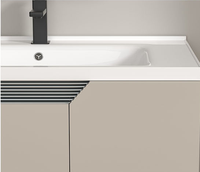 Meuble-lavabo mural moderne et populaire en aluminium pour salle de bain, avec vasque simple et miroir