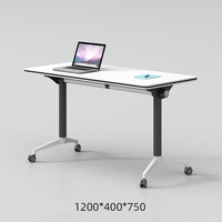 Bureau d'ordinateur pliable moderne et portable en métal, convertible, avec plateau en bois, pour entreprise, école, usage domestique