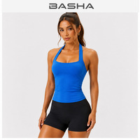 Ensemble de yoga sans couture pour femme BASHAsports avec logo personnalisé, débardeur dos nu et short de sport respirant pour la gym et le fitness