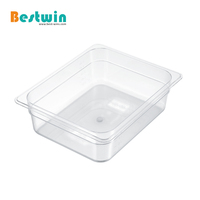 Bac Gastronorm en plastique PC de 6 pouces de profondeur, format 1/2, pour la restauration commerciale, les fêtes et la cuisine, moulé par injection