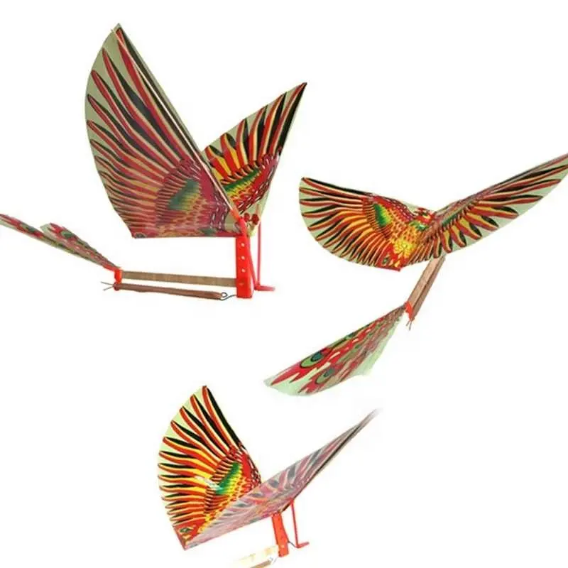 Handgemaakte Bionische Vliegtuig Ornithopter Diy Rubber Band Power Vogels Model Kite Kids Outdoor Speelgoed Voor Kinderen Montage Speelgoed