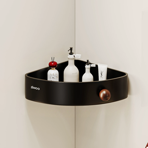 Badezimmer-Aufbewahrungsregal, Bohrfreier Dreieckiger Korb für Toiletten- und Duschprodukte, Wandmontierte Eckablage - Product Image 1