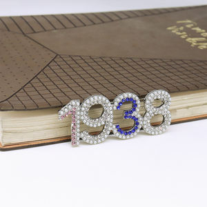 Fancy 2 filas diseño con incrustaciones de perlas Jack y Jill of America año de fundación 1938 símbolo joyería rosa y azul Bling JJ broche Pin - Product Image 6