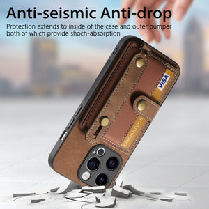 Étui portefeuille avec porte-cartes pour iPhone 15, bracelet en cuir PU rétro, béquille, couverture de téléphone pour iPhone 15 Pro Max - Product Image 6