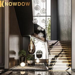 Knowdow biệt thự cao cấp biệt thự cầu thang nổi bậc thang thép hiện đại bậc thang nổi bậc thang thép khung xoắn ốc biệt thự sang trọng - Product Image 1