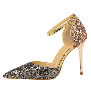 283-6 Europeo e Americano sexy del locale notturno femminile <span class=keywords><strong>tacco</strong></span> <span class=keywords><strong>alto</strong></span> hollow bocca superficiale sottolineato sfumatura di colore paillettes <span class=keywords><strong>sandali</strong></span> - Product Image 6