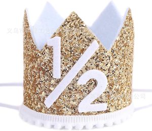1 pièce Chapeau de fleurs brillant pour <span class=keywords><strong>anniversaire</strong></span> de 1/2 an <span class=keywords><strong>Fille</strong></span> Garçon <span class=keywords><strong>6</strong></span> mois Demi-année Couronne Joyeux <span class=keywords><strong>anniversaire</strong></span> - Product Image 2