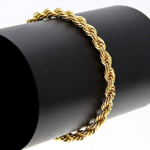 Colar de Corrente Torcida <span class=keywords><strong>4MM</strong></span> Banhado a Ouro 18K, Elo Grosso Unissex para Homens e Mulheres - Lançamento Quente - Product Image 4