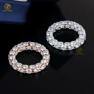 925 Sterling Silver 10k 14k 18k Solid Gold Moissanite Engagement hoop Rings Classic Ice Out Solid Gold VVS Wedding Rings