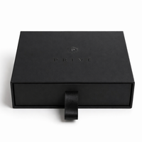 Boîte d'abonnement Elite Noir Mat avec tiroir pour kits de relations publiques d'influenceurs, emballage de papeterie personnalisé, matériaux recyclés, doublure en éponge