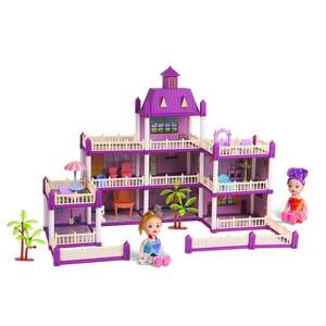 Casa de Muñecas de Juguete de Plástico para Jugar en Familia, con Piscina, Tobogán, Ascensor, Balcón, Muebles de Dormitorio, Regalo Unisex para Niños - Product Image 1