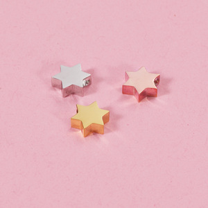 Cuentas de Acero Inoxidable <span class=keywords><strong>Dina</strong></span>, Pulidas a Doble Cara, 9*8mm, Estrella de David, Cuentas con Orificio Pequeño, Accesorios para Joyería DIY - Product Image 1