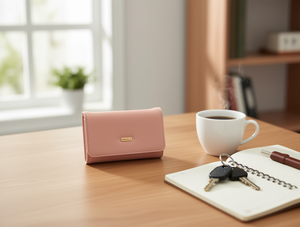 Portafoglio da donna a tre ante di medie dimensioni in materiale PU stile minimalista - Product Image 2