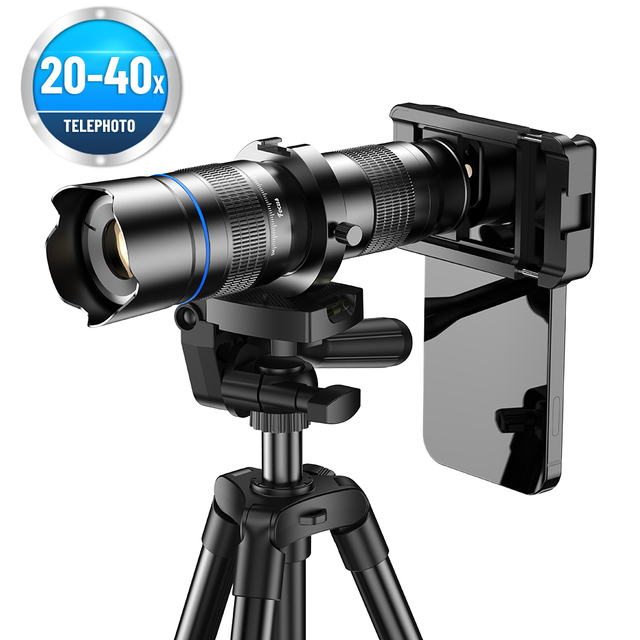 Metal 20-40X Zoom HD Shooting Moon Concert External Pith Floor Stand Phone Lens Telephoto Tripods Kit for iPhone 15