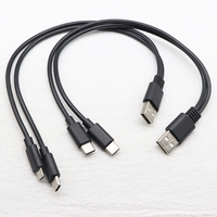 Kabel 2 In 1 Dual Usb Splitter Cord 2.0 A Male Ke Dual Micro Usb Male Cable + TYPE-C Male 0.25M 0.3M