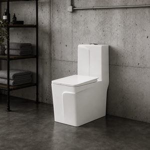 Inodoro Integrado Cuadrado con Diseño de Doble Descarga, Material Esmaltado Fácil de Limpiar, Accesorios de Baño de Cerámica - Product Image 3